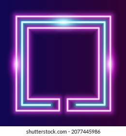 Futuristic Neon frame border. blue and pink neon glowing background