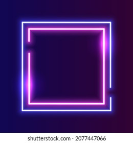 Futuristic Neon frame border. blue and pink neon glowing background