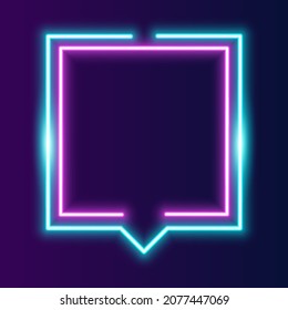 Borde futurista del marco neón. fondo de neón azul y rosa brillante
