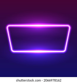 Futuristic Neon frame border. Purple neon glowing background