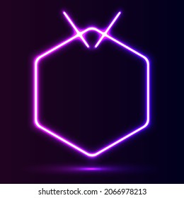 Borde futurista del marco neón. Fondo morado de neón brillante