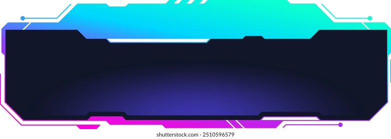 Futuristic neon frame template. Title text box isolated on white background