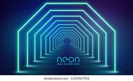 futuristic neon geometric lights stage background design