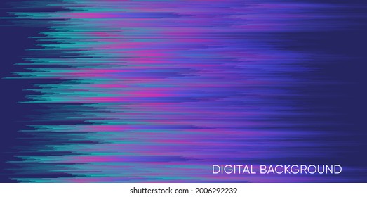 Futuristic neon glitch lines. Digital Art Abstract Vector Background. Dynamic Stripes in Movement Conceptual Illustration. Cyberpunk style