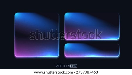 Futuristic neon glow frames with rounded corners. Modern design elements on a dark background, perfect for technology or abstract projects. Vector illustration
