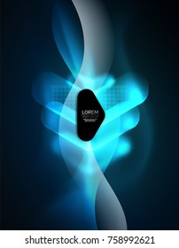 Futurista neón brillando flechas de fondo tecno, líneas abstractas de tecnología 3d. Formas de dirección transparentes en el fondo de color. Fondo abstracto geométrico mínimo con efectos de luz