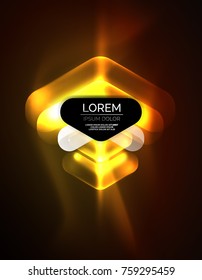 Futurista neón brillando flechas de fondo tecno, líneas abstractas de tecnología 3d. Formas de dirección transparentes en el fondo de color. Fondo abstracto geométrico mínimo con efectos de luz