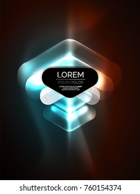 Futuristische Neon leuchtende Pfeile Techno-Hintergrund, abstrakte 3D-Technologielinien. Transparente Richtungsformen auf Farbhintergrund. Geometrischer, minimaler abstrakter Hintergrund mit Lichteffekten