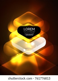 Futurista neón brillando flechas de fondo tecno, líneas abstractas de tecnología 3d. Formas de dirección transparentes en el fondo de color. Fondo abstracto geométrico mínimo con efectos de luz