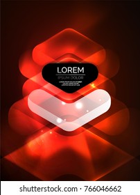 Futuristic neon glowing arrows techno background, abstract 3d technology lines. Transparent direction shapes on color backdrop. Geometric minimal abstract background with light effects