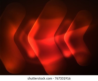 Futurista neón brillando flechas de fondo tecno, líneas abstractas de tecnología 3d. Formas de dirección transparentes en el fondo de color. Fondo abstracto geométrico mínimo con efectos de luz