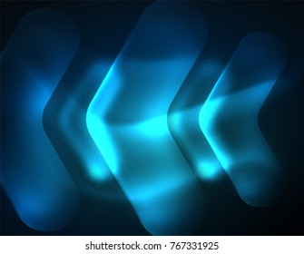 Futurista neón brillando flechas de fondo tecno, líneas abstractas de tecnología 3d. Formas de dirección transparentes en el fondo de color. Fondo abstracto geométrico mínimo con efectos de luz