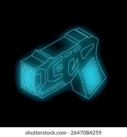 Futurista neón brillante arma de electroshock pistola taser equipo de policía sobre fondo negro