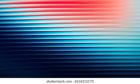 Futuristic neon gradient pattern with horizontal glowing lines blending smooth and radiant colors. Minimalistic abstract dark background perfect for creative digital tech designs. Vector illustration