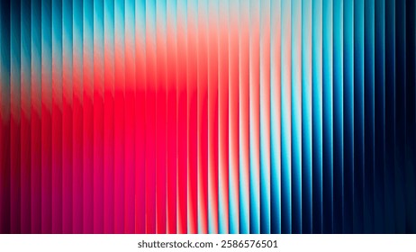 Futuristic neon gradient pattern with vertical glowing lines blending smooth and radiant colors. Minimalistic abstract dark background perfect for creative digital tech designs. Vector illustration