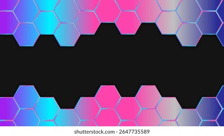 Futuristic Neon Hexagon Metal Texture Background