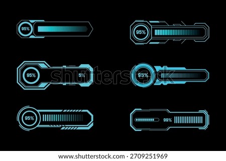 Futuristic Neon HUD Loading Bars Interface Set Collection