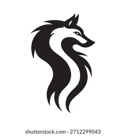 Logotipo de lobo inspirado en neón futurista con líneas modernas simplificadas