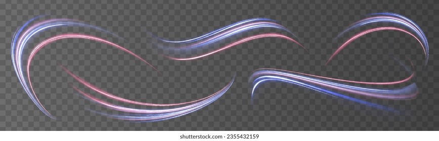 Senderos de la línea de luz de neón futurista. El movimiento de efecto de alta velocidad borrosa noche luces azules y rojas. La luz del coche de carretera de la ciudad sigue el fondo del movimiento.	