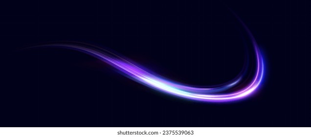 
Líneas de neón futurista. Efecto de movimiento de luz, líneas de velocidad de neón. Rastros dinámicos de movimiento de luz.
