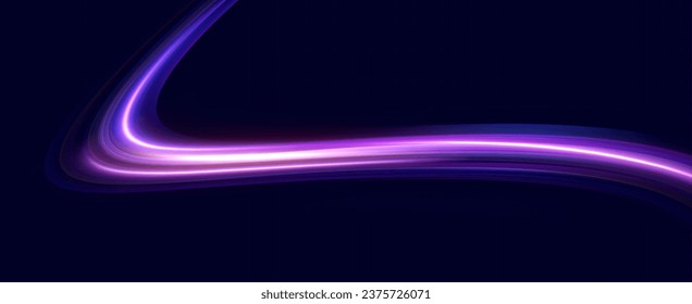 Líneas de neón futurista. Efecto de movimiento de luz, líneas de velocidad de neón. Rastros dinámicos de movimiento de luz.