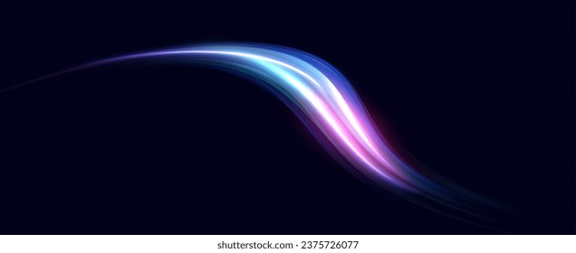 Futuristic neon light lines. Light movement effect, Neon speed lines. Dynamic light motion traces.
