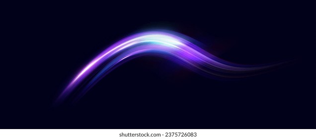 Líneas de neón futurista. Efecto de movimiento de luz, líneas de velocidad de neón. Rastros dinámicos de movimiento de luz.