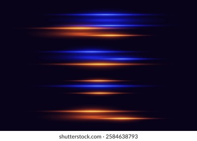 Futuristic neon light lines. Sparkling effect of laser beams. Vector EPS10
