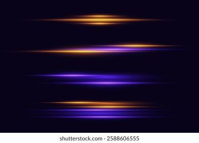 Futuristic neon light lines. Sparkling effect of laser beams. Vector EPS10