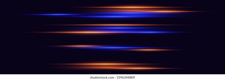 Futuristic neon light lines. Sparkling effect of laser beams. Vector EPS10