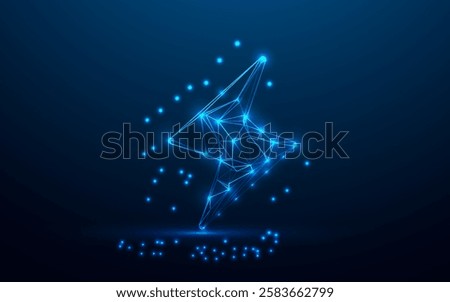Futuristic Neon Lightning Bolt, Digital Energy Icon, Glowing Electric Power, Cyber Tech Spark, AI Symbol
