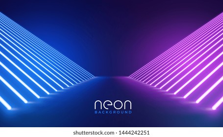 futuristic neon lights stage floor background