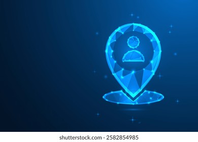 Futuristic Neon Location Icon, Digital GPS Pin, Glowing Navigation Symbol, Cyber Map Marker, AI Technology
