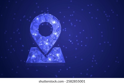 Futuristic Neon Location Icon, Digital GPS Pin, Glowing Navigation Symbol, Cyber Map Marker, AI Technology
