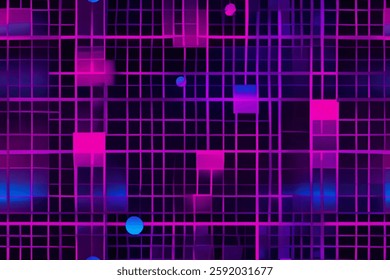 Futuristic Neon Pink and Purple Geometric Shapes in Vaporwave Style