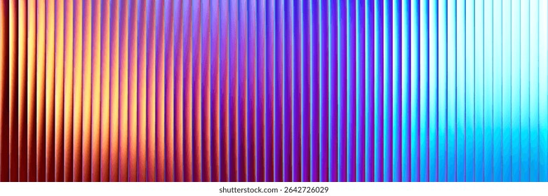 Futuristic neon ribbed fractal glass waves textures blend into mesmerizing gradient. Bold and dynamic design blending bright colors and geometry visuals full of energy and rhythm. Vector illustration