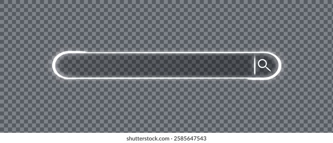 Futuristic Neon Search Bar on Transparent Background