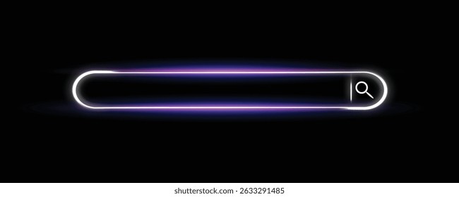 Futuristic Neon Search Bar on Transparent Background