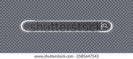 Futuristic Neon Search Bar on Transparent Background