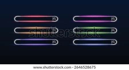 Futuristic Neon set Search Bar on Transparent Background