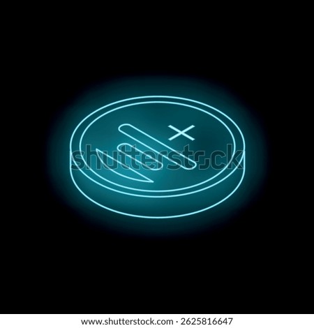 Futuristic neon smart speaker increasing volume with glowing plus sign on black background representing modern audio technology