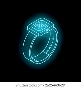 Futuristic neon smartwatch glowing on a dark background, representing wearable technology and innovation