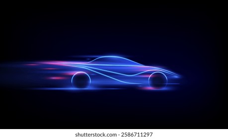 Futuristic Neon Speed Car in Motion.vector 