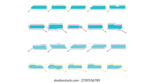 Coleção de Conjuntos de Caixas de Texto de Neon Futurista