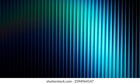 Futuristic neon texture with vibrant shades of blue green gradients and bright smooth fluted vertical lines. Bold dynamic design blending smooth tones and radiant colors for modern visual art project