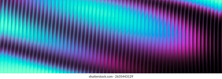 Futuristic neon texture with vibrant shades of blue green gradients and bright smooth fluted vertical lines. Bold dynamic design blending smooth tones and radiant colors for modern visual art project