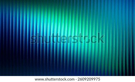 Futuristic neon texture with vibrant shades of blue green gradients and bright smooth fluted vertical lines. Bold dynamic design blending smooth tones and radiant colors for modern visual art project