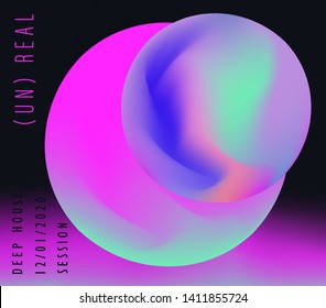 Futuristic neon vaporwave/ synthwave/ seapunk style cover for CD, poster for electronic dance music, print for hip-hop rap album. Geometric composition of pastel spheres on gradient vivid background.