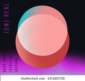 Futuristic neon vaporwave/ synthwave/ seapunk style cover for CD, poster for electronic dance music, print for hip-hop rap album. Geometric composition of pastel spheres on gradient vivid background.