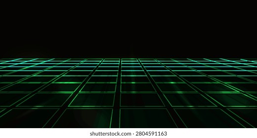 Futuristic neon wireframe tunnel with glowing grid lines and digital perspective, 3D abstract technology background, dark cyber aesthetic, high tec, premium commercial stock image featuring mode siyam